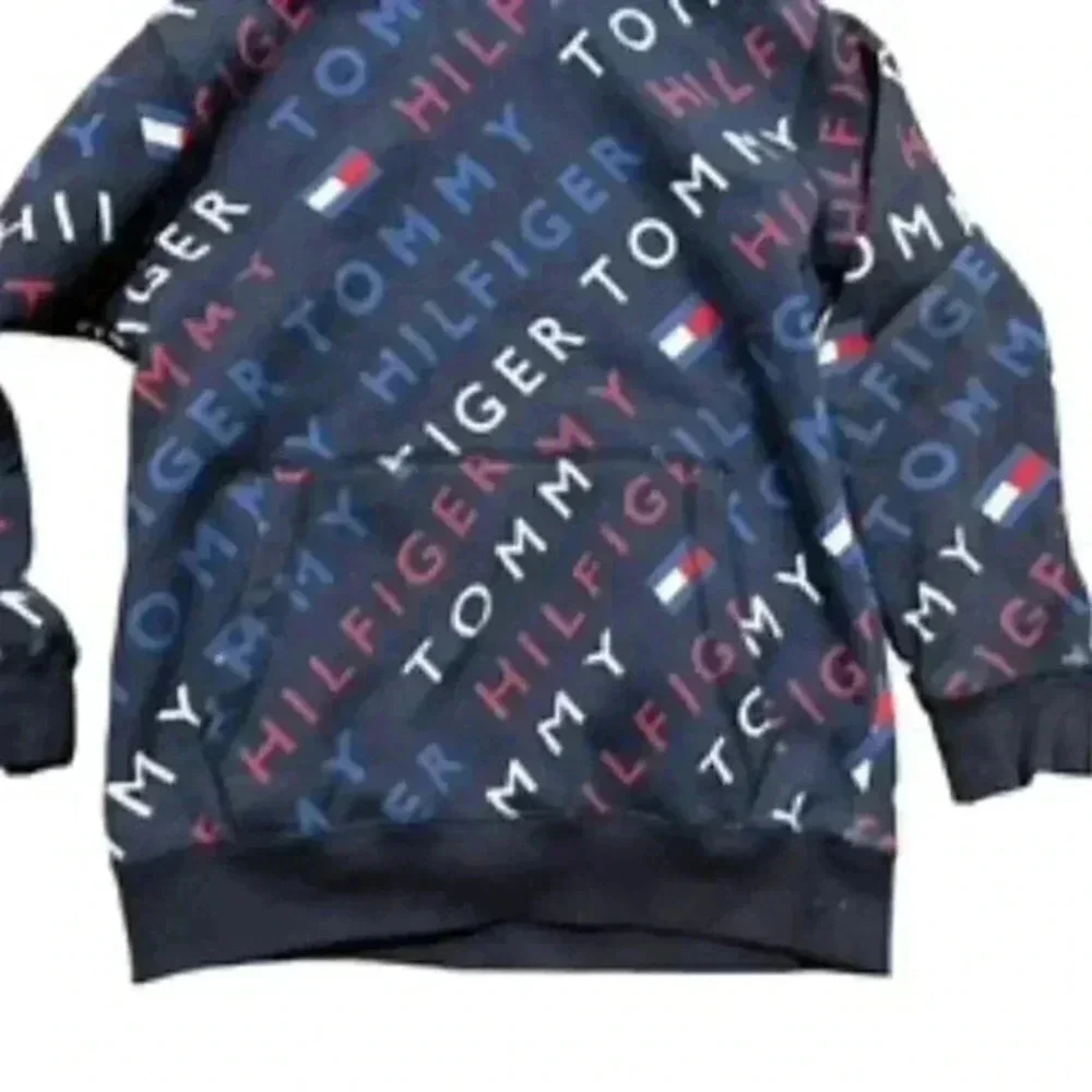 Tommy Hilfiger All Over Print Hoodie‎ Boys Sz Medium 10/12 Blue Sweatshirt